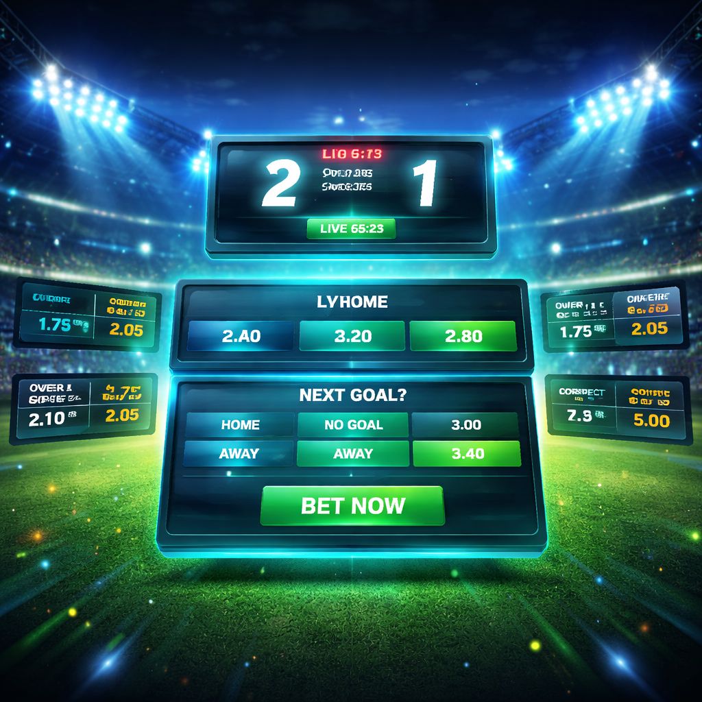 Vista de apuestas en vivo BB2 BET durante un partido en curso