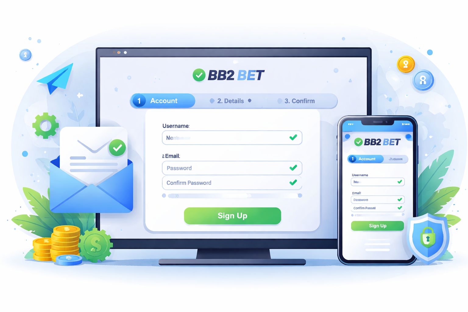 Registro de nuevo usuario y configuración de cuenta BB2 BET