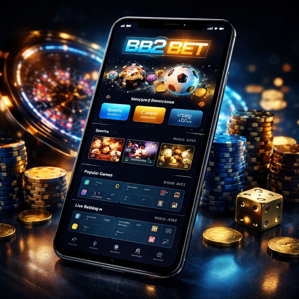 Interfaz de la app móvil BB2 BET en un smartphone moderno